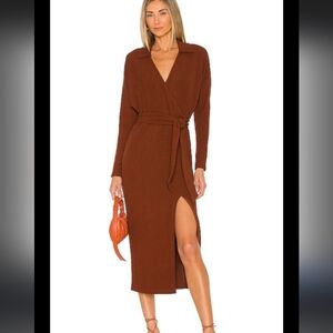 SAYLOR Brown Wrap Midi Dress